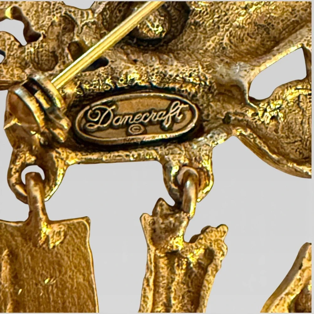 Vintage Signed‎ Danecraft I Love Baking Dangling Charm Brooch Food Theme